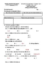 Đề kiểm tra định kì cuối học kì I Toán lớp 1- Năm học 2016-2017 - Trường Tiểu học Khánh Thượng
